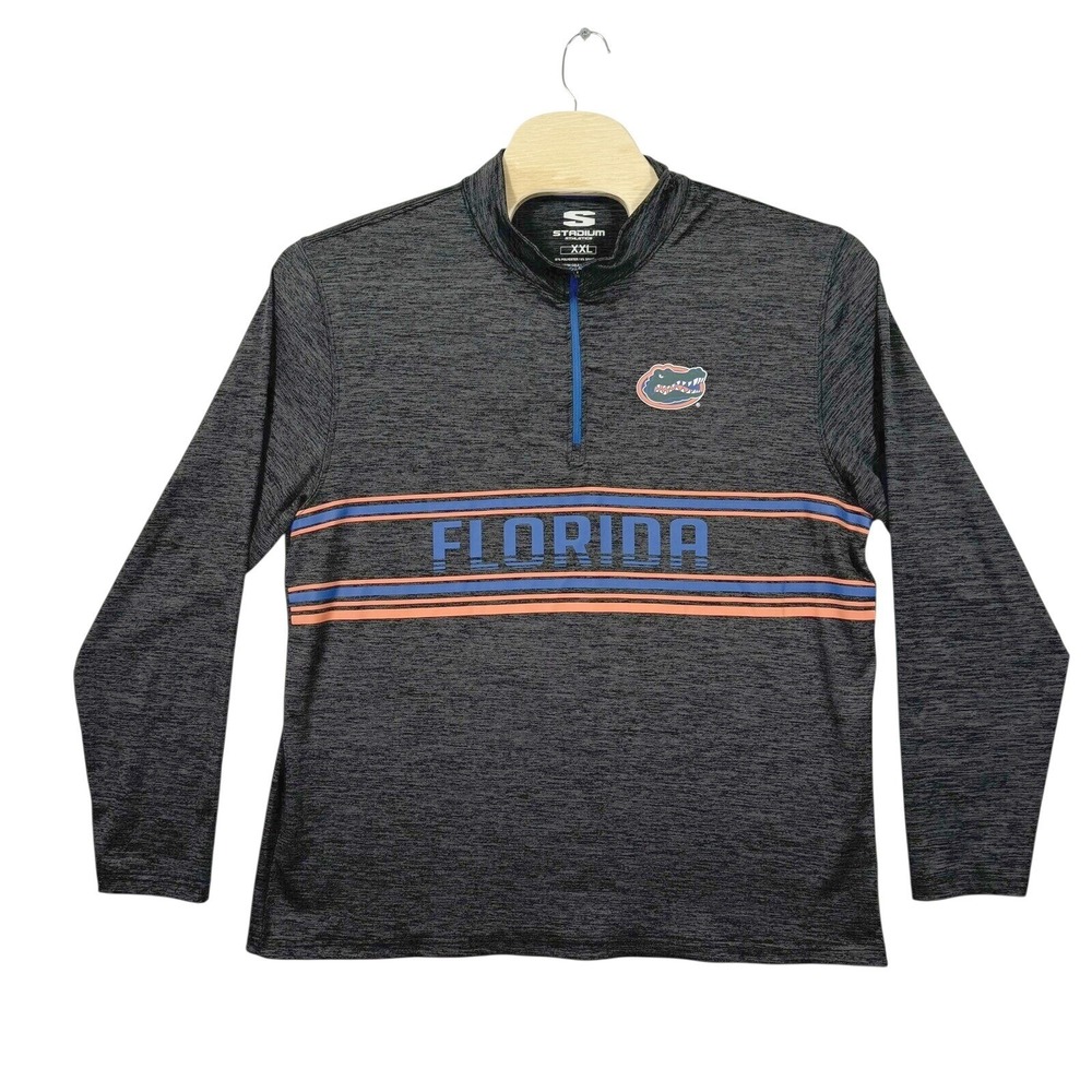 University of Florida Gators Pullover Mens XXL Gray 1/4 Zip Heathered Athletic